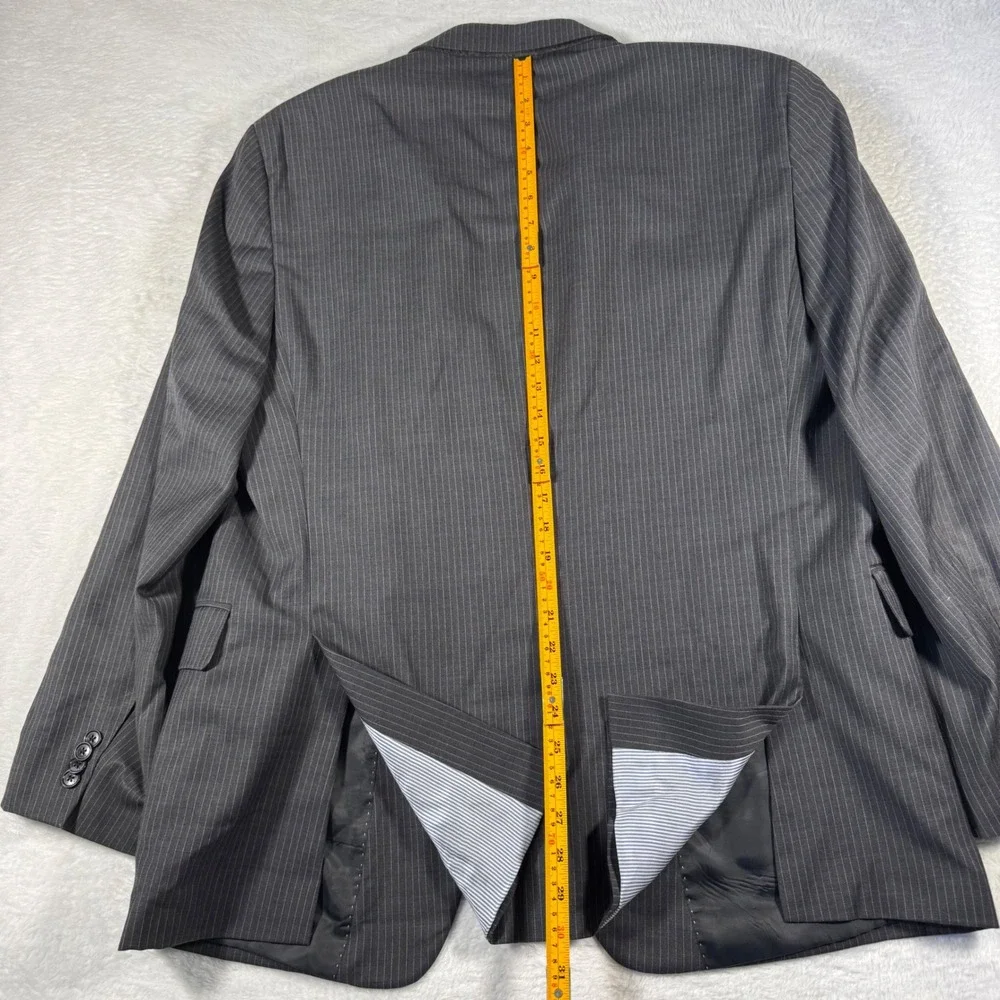 Tommy Hilfiger Blazer Mens‎ 44R Grey Pinstripe 100% Wool Two Button Suit Jacket